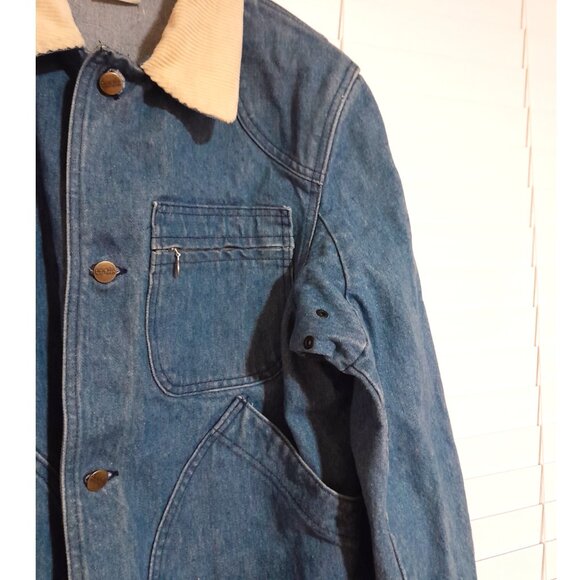 Vintage L.L Bean Light Blue Denim & Corduroy Barn Coat sz Medium - Picture 5 of 11